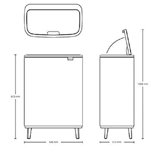Brabantia Bo Touch Bin Hi – Matt Schwarz Waste/Recycling Küche Bin