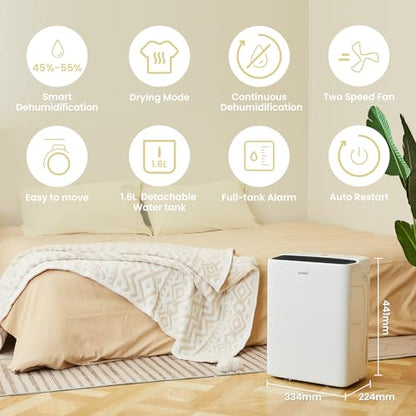 COMFEE' Luftentfeuchter 12 L,Luftentfeuchter für Zuhause,Elektrisch Luftentfeuchter