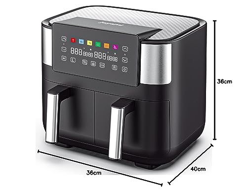 Heißluftfritteuse mit 2 Körbe 7.6L, JOYAMI Doppelkorb AirFryer