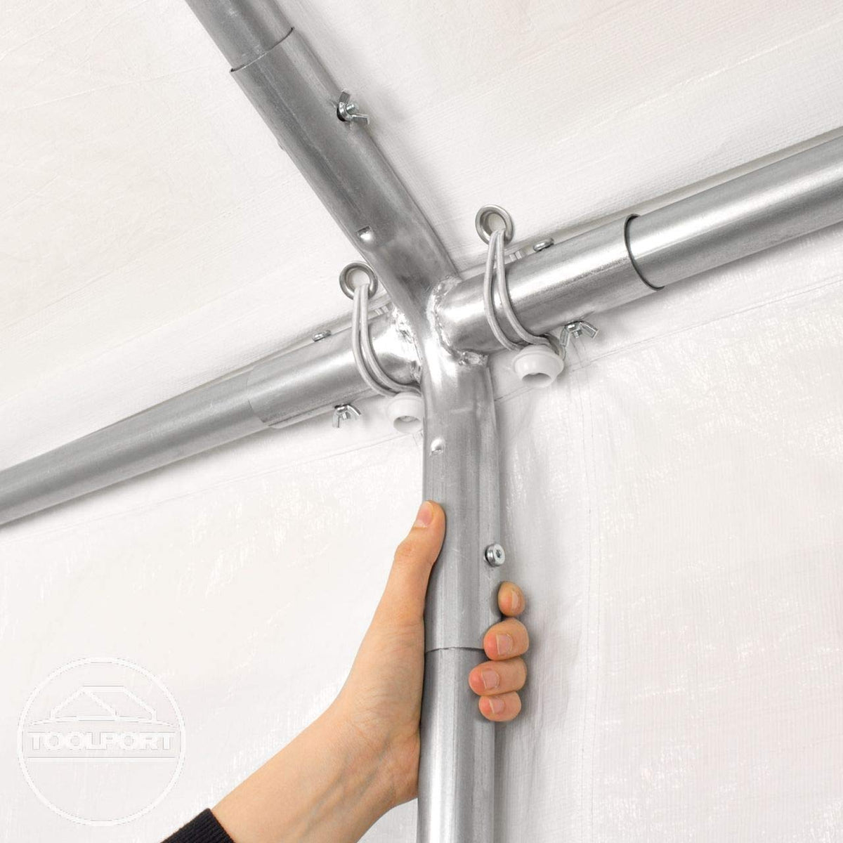 TOOLPORT Hochwertiges Partyzelt 4x6 m Pavillon Zelt PE Plane 450 N Gartenzelt Festzelt Wasserdicht weiß