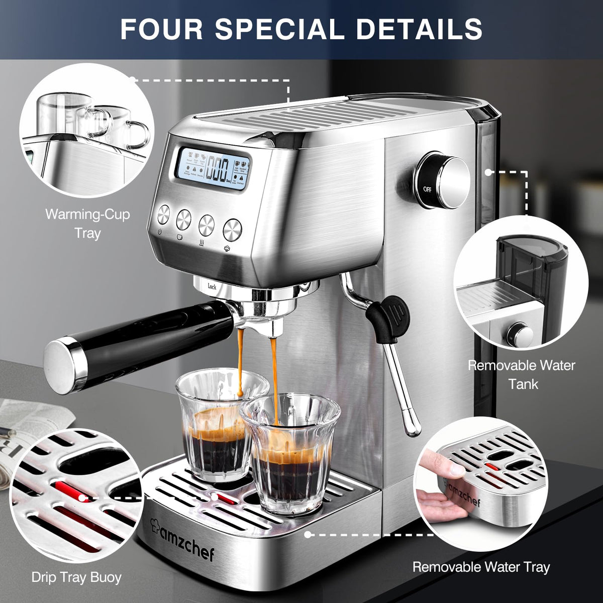 AMZCHEF 20 Bar Espresso Kaffeemaschinen