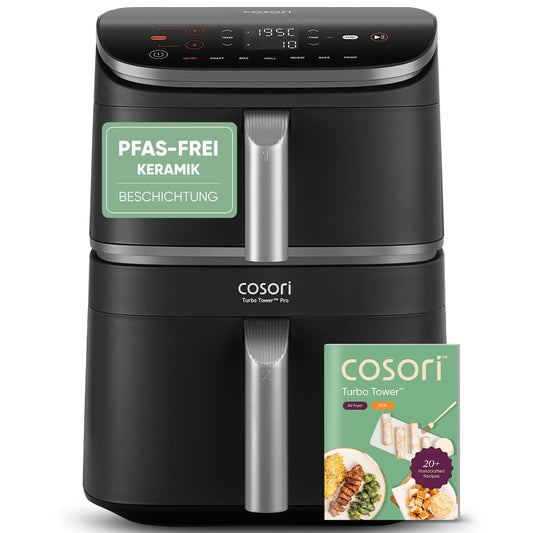 Cosori Airfryer, Turbo Tower Pro, 10,8L Dual Blaze Tech