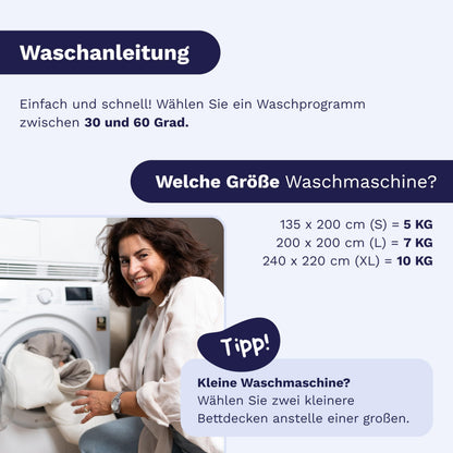 Zelesta Royalbed 135x200 cm 4 Jahreszeiten Decke ohne Bezug – 2-in-1 mit festem Bezug, waschbar & trocknergeeignet, hypoallergen, atmungsaktiv, temperaturregulierend