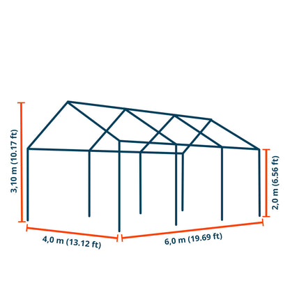 TOOLPORT Hochwertiges Partyzelt 4x6 m Pavillon Zelt PE Plane 450 N Gartenzelt Festzelt Wasserdicht weiß