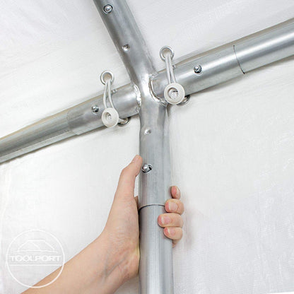 TOOLPORT Partyzelt Pavillon 3x6 m in weiß PE Plane 350 N Wasserdicht UV Schutz Festzelt Gartenzelt