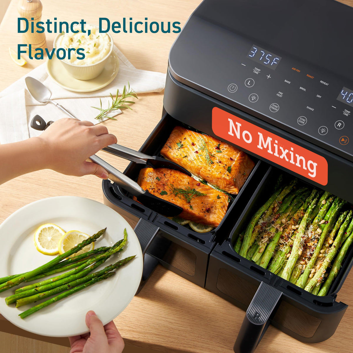 Cosori Dual Air Fryer, 9QT, 10-in-1,Sync Cook & Finish, Max 450°F